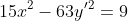 15x^2-63y'^2=9