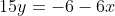 15y=-6-6x