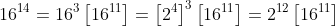 16^{14}=16^3\left[16^{11}\right]=\left[2^4\right]^3\left[16^{11}\right]=2^{12}\left[16^{11}\right]