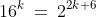 16^k\:=\:2^{2k+6}