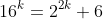 16^k=2^{2k}+6