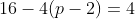 16-4(p-2)=4