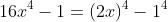 16x^4-1=(2x)^4-1^4