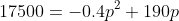 17500=-0.4p^2+190p