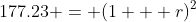 177.23 = (1 + r)^2