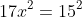 17x^2=15^2