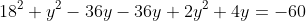 18^2+y^2-36y-36y+2y^2+4y=-60