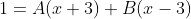 1=A(x+3)+B(x-3)