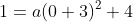 1=a(0+3)^2+4