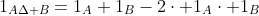 1_{A\Delta B}=1_A+1_B-2\cdot 1_A\cdot 1_B