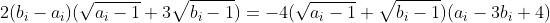 2(b_i-a_i)(\sqrt{a_i-1}+3\sqrt{b_i-1})=-4(\sqrt{a_i-1}+\sqrt{b_i-1})(a_i-3b_i+4)