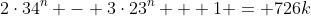 2\cdot34^n - 3\cdot23^n + 1 = 726k