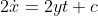 2\dot{x}=2yt+c