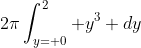 2\pi\int_{y= 0}^2 y^3 dy