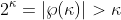 2^\kappa=|\wp(\kappa)|>\kappa