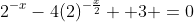2^{-x}-4(2)^{-\frac{x}{2}} +3 =0