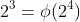 2^3=\phi(2^4)