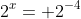 2^x= 2^{-4}