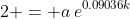 2 = a\,e^{0.09036k}
