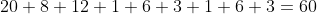 20+8+12+1+6+3+1+6+3=60