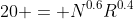 20 = N^{0.6}R^{0.4}