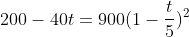 200-40t=900(1-\frac{t}{5})^{2}