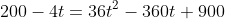 200-4t=36t^{2}-360t+900
