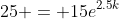 25 = 15e^{2.5k}