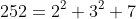 252=2^2 3^2 7