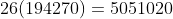 26(194270)=5051020