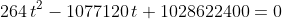 264\,{t}^{2}-1077120\,t+1028622400=0