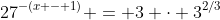 27^{-(x - 1)} = 3 \cdot 3^{2/3}