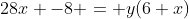 28x -8 = y(6+x)