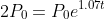 2P_0=P_0e^{1.07t}