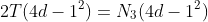 2T(4d-1^2)=N_3(4d-1^2)