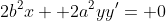 2b^2x+ 2a^2yy'= 0