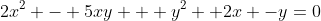 2x^2 - 5xy + y^2 +2x -y=0