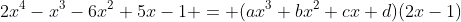 2x^4-x^3-6x^2+5x-1 = (ax^3+bx^2+cx+d)(2x-1)