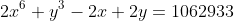 2x^6+y^3-2x+2y=1062933