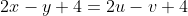 2x-y+4=2u-v+4