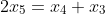 2x_{5}=x_{4}+x_{3}