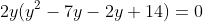 2y(y^2-7y-2y+14)=0