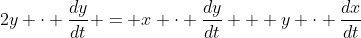 2y \cdot \frac{dy}{dt} = x \cdot \frac{dy}{dt} + y \cdot \frac{dx}{dt}