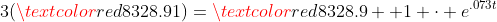 3(\textcolor{red}{8328.91})=\textcolor{red}{8328.9  1} \cdot e^{.073t}