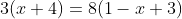 3(x+4)=8(1-x+3)