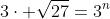 3\cdot \sqrt{27}=3^{n}