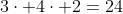 3\cdot 4\cdot 2=24