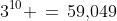 3^{10} \,=\,59,\!049