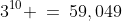 3^{10} \:=\:59,049