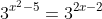 3^{x^2-5}=3^{2x-2}